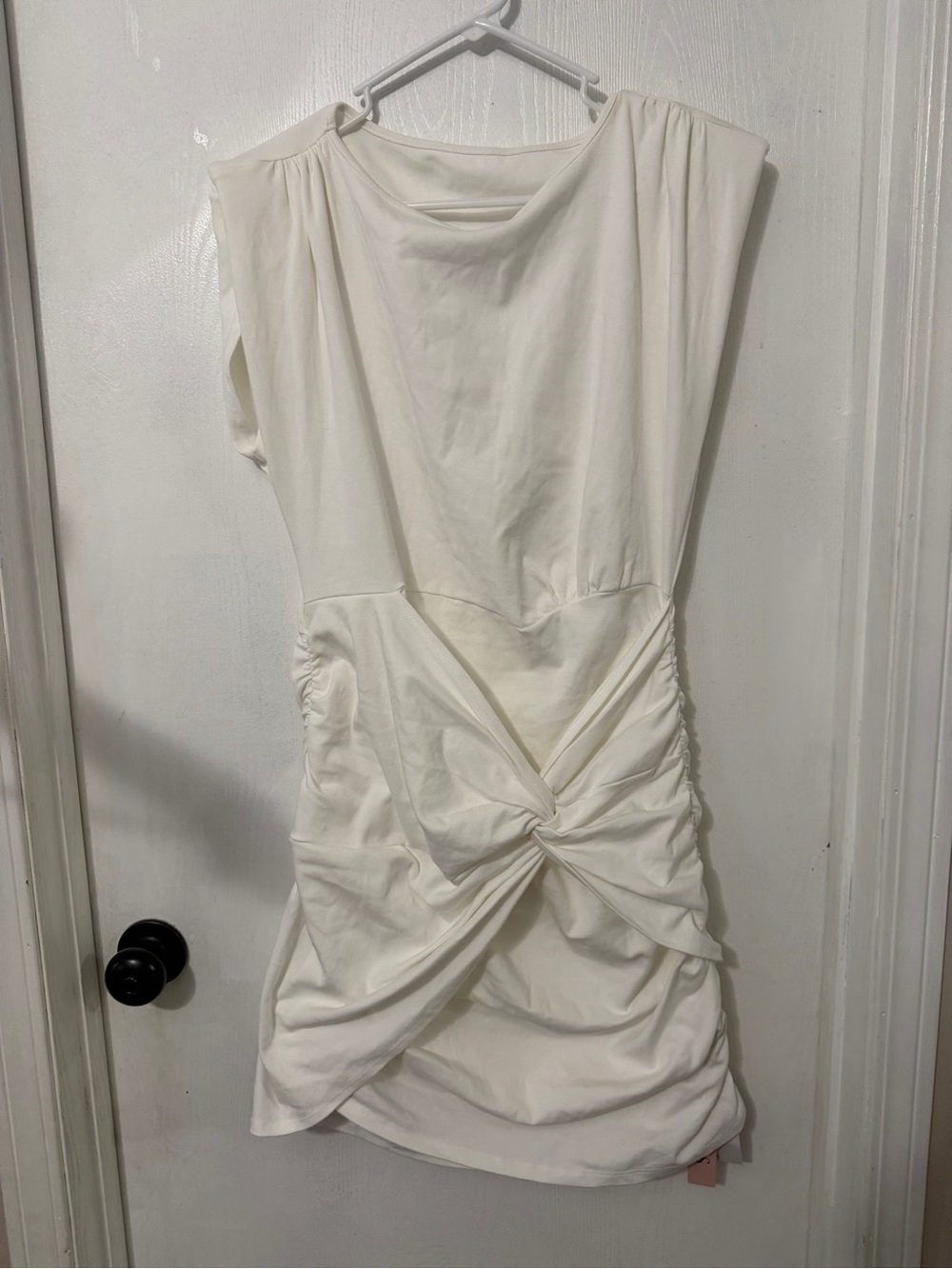 Sleeveless Cream Knot-Front Mini Dress